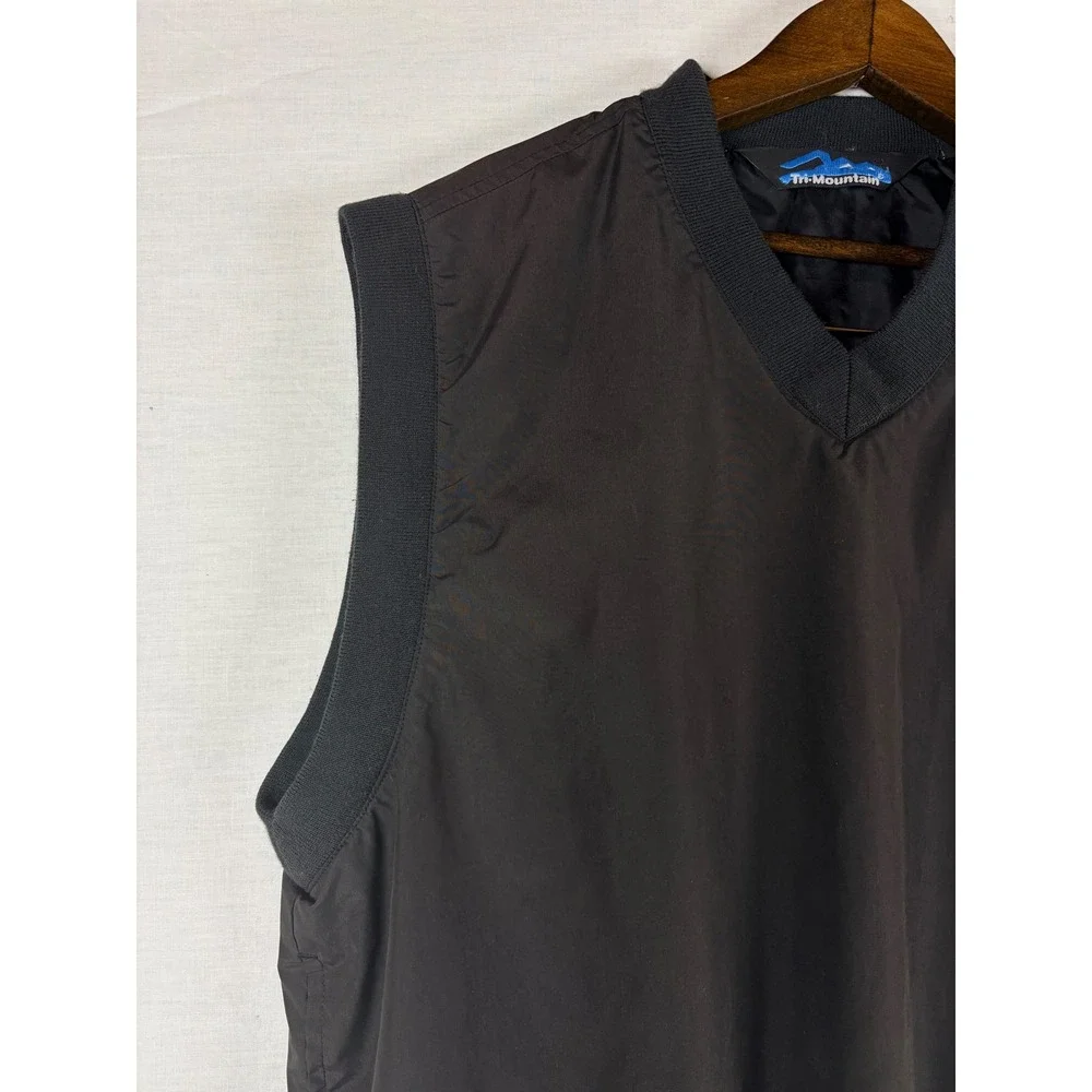 Tri-Mountain Mens Palm Springs Windbreaker Vest Black V-Neck Golf Pullover Small